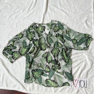 Floral green & white kimono